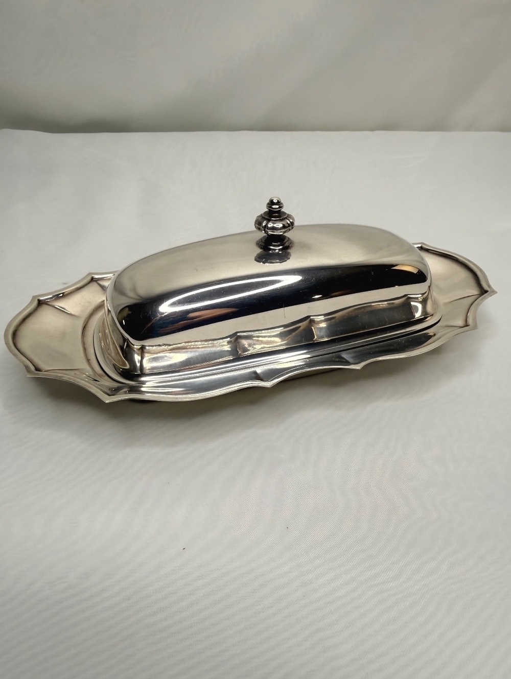 Chippendale International Silver Vintage Butter Dish Glass Liner